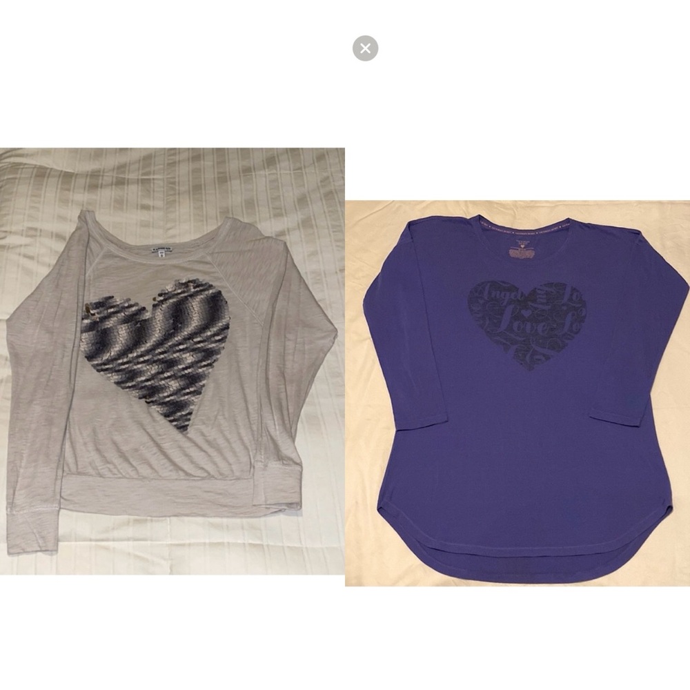 Bundle: Victoria’s Secret Heart Sleep Shirt & Express Heart Long Sleeve, Size XS